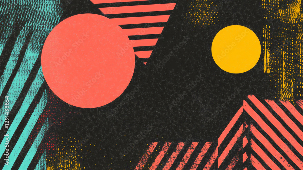 Poster Abstract design with zigzag lines and bold color blocks for modern backgrounds