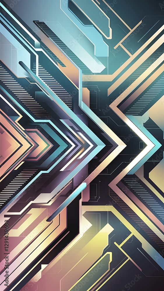 Poster techno lines hi tech futuristic abstract background template with arrow shapes vector design