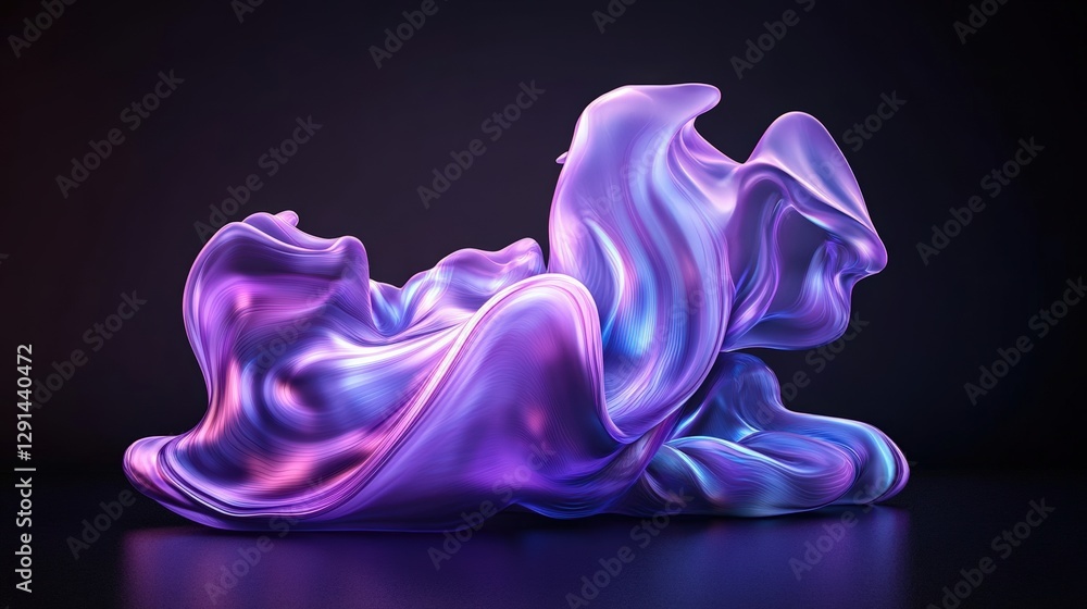 Poster purple and blue liquid flowing down a smooth black surface creating an abstract artistic pattern