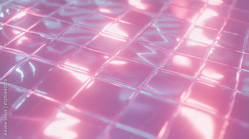 Poster vibrant pink grid pattern with reflective surface for design and decoration