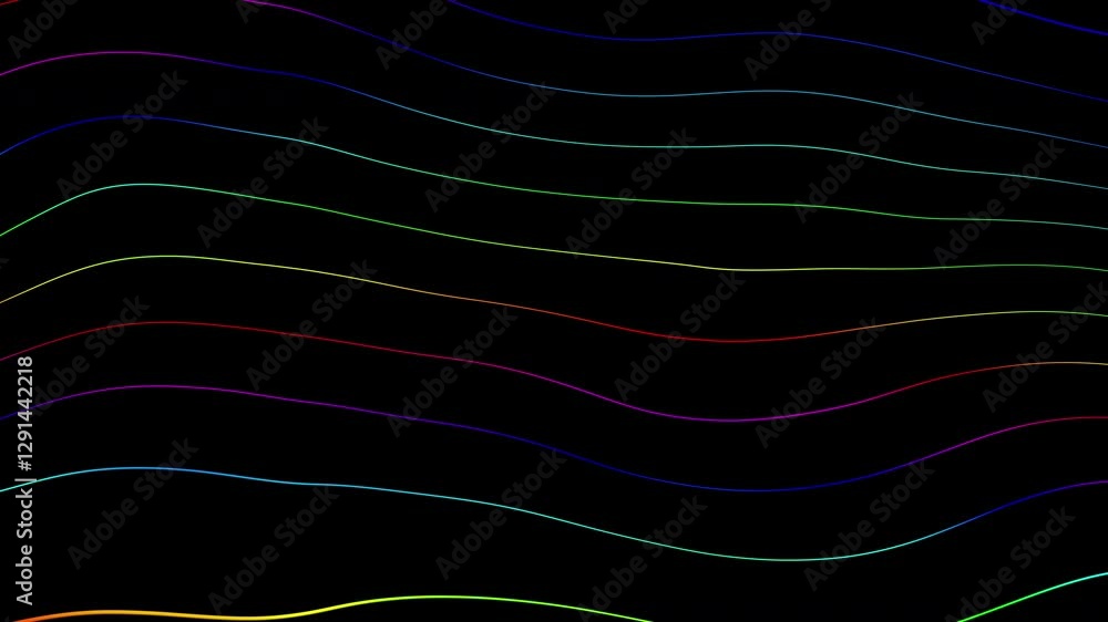 Fototapete Colorful lines with a black background moving slowly and irregularly to form an abstract shape, ideal for use as background