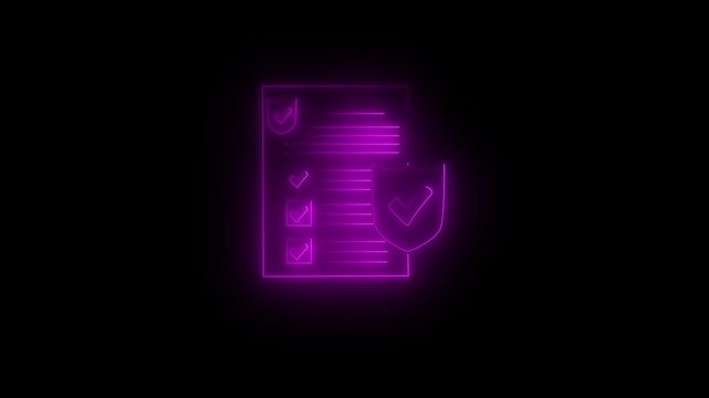 People with NID card verify icon, profile verify account neon icon animation Isolated on Black Background.ID Card icon. Identification cards neon icon. dentification card outline icon.