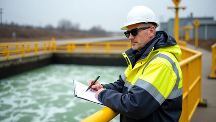 A professional environmental engineer inspect the operation of the Quality Monitor