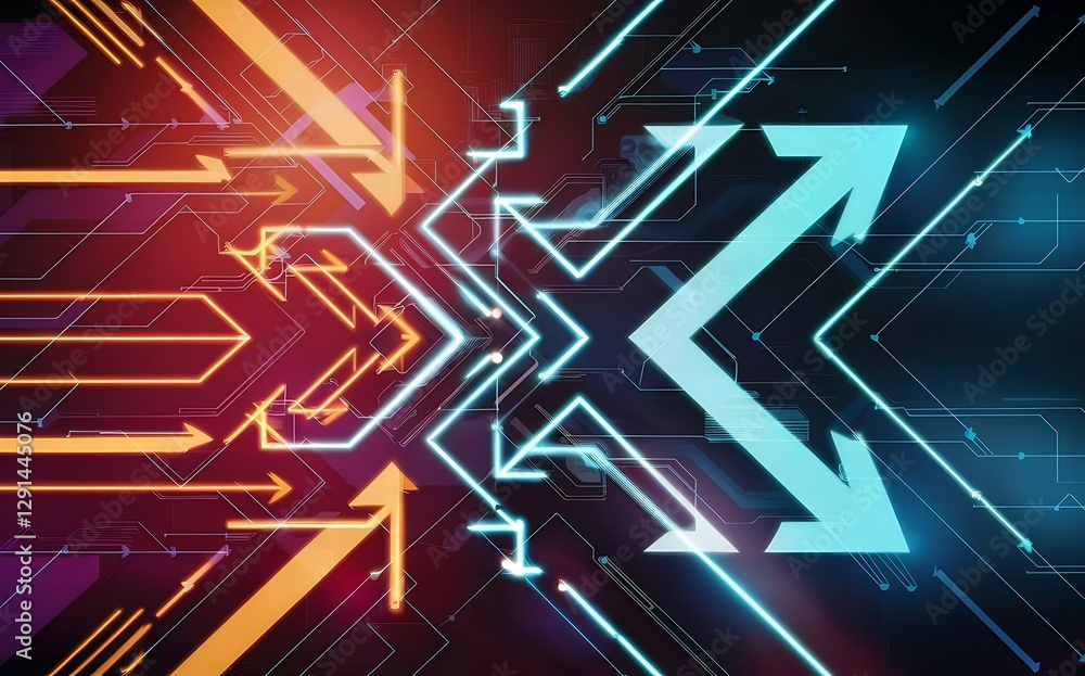 Poster techno lines hi tech futuristic abstract background template with arrow shapes vector design