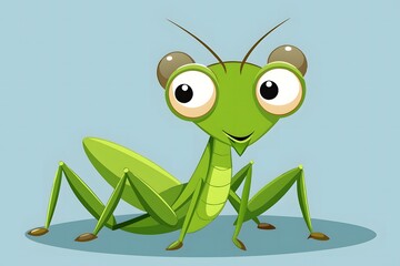 Friendly Cartoon Grasshopper Nature's Wonder
