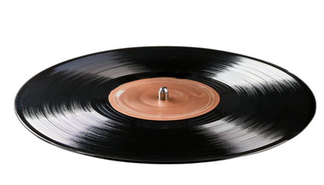 Old turntable vinyl record isolated on transparent background
