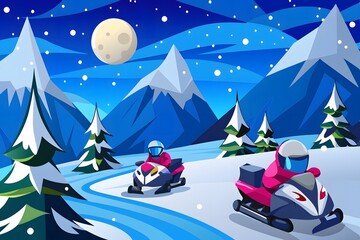 Thrilling Snowmobile Adventure in Winter Wonderland