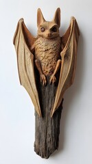 Obraz premium Animal, Bat, Sculpture, Wood Carving, Abstract Image, Texture, Pattern Background, Wallpaper, Smartphone Cover and Screen, PC, Laptop, 9:16 and 16:9 Format