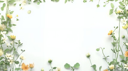 White Floral Frame with Yellow and Orange Flowers