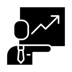 Business presentation icon in glyph style