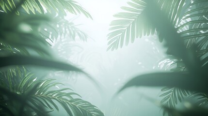 Obraz premium Lush Green Tropical Forest with Foggy Atmosphere