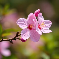 A pink flower blooms at the tip of a tree's branch, nature, blooming flowers, blossom