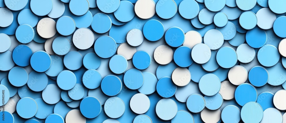 Poster blue and white circles background with abstract design for various creative projects