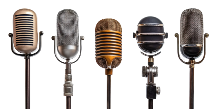 Set of microphone isolated on transparent png