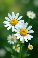 Obraz premium Chamomile flowers with delicate, lacy textures, natural colors, herb, chamomile, plant