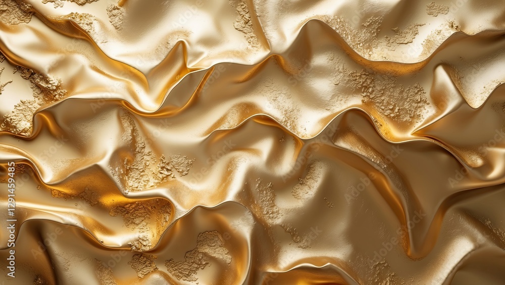 Poster a luxurious, golden fabric with soft folds creating a rich texture and gleaming surface