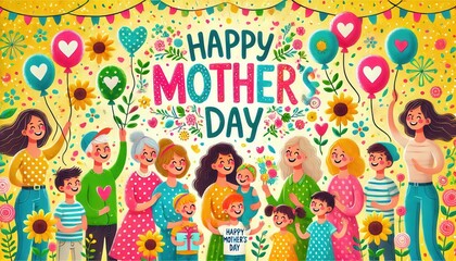 Obraz premium Bright and Cheerful Mother’s Day Celebration with Families
