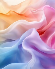 Obraz premium A vibrant abstract illustration of flowing, colorful fabric textures creating a serene visual experience.