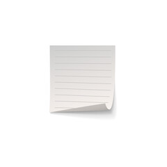 Vector illustration of realistic blank paper sticker with lines.