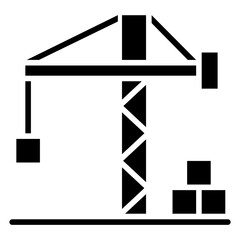 Crane icon in glyph style