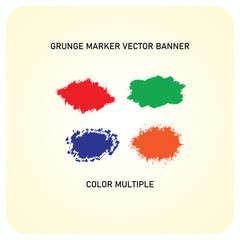 multiple color red blue orange green grunge marker vector banner