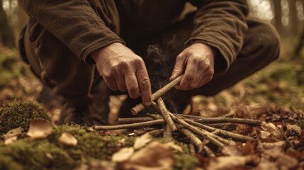 Fire Making in Woodland Setting
