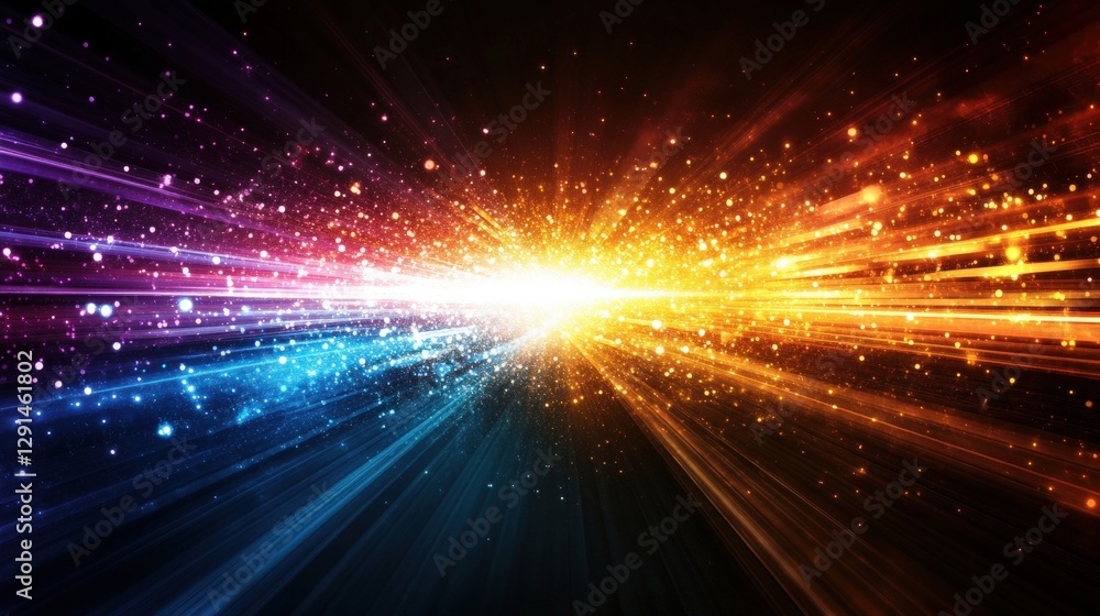 Poster abstract background featuring colorful lights and stars with a photo overlay for creative design pro