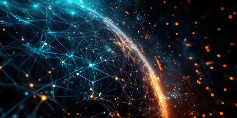 Obraz premium Digital Networks Interconnecting Global Cyberspace