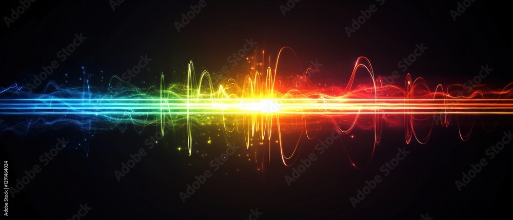Poster abstract music background featuring sound waves and lines representing audio frequencies and rhythms
