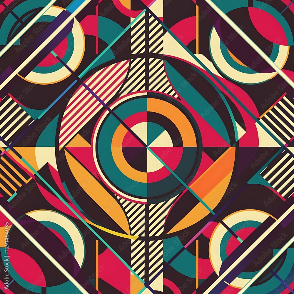 Aufkleber neo memphis geometric pattern with circles squares and lines pop art abstract background for covers 