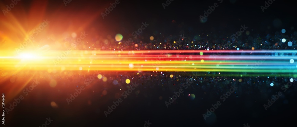 Poster bright light streaks through dark background creating a dynamic visual effect in a photo