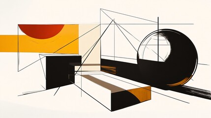 Abstract Geometric Composition in Warm Tones
