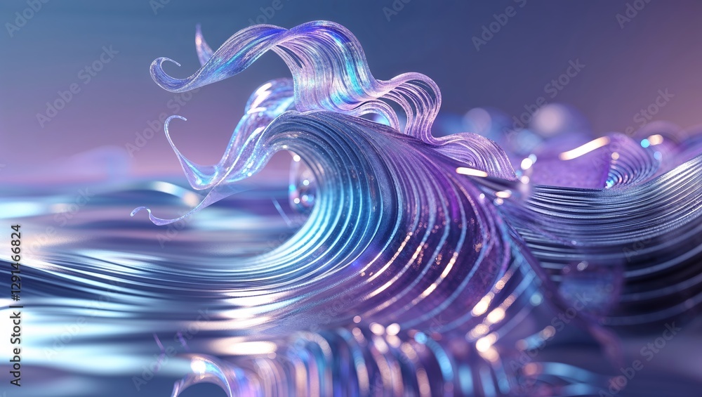 Poster dynamic waves created with shimmering reflections and vibrant colors flow gracefully in a captivatin