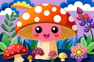 Enchanting Fantasy Mushroom Forest at Night