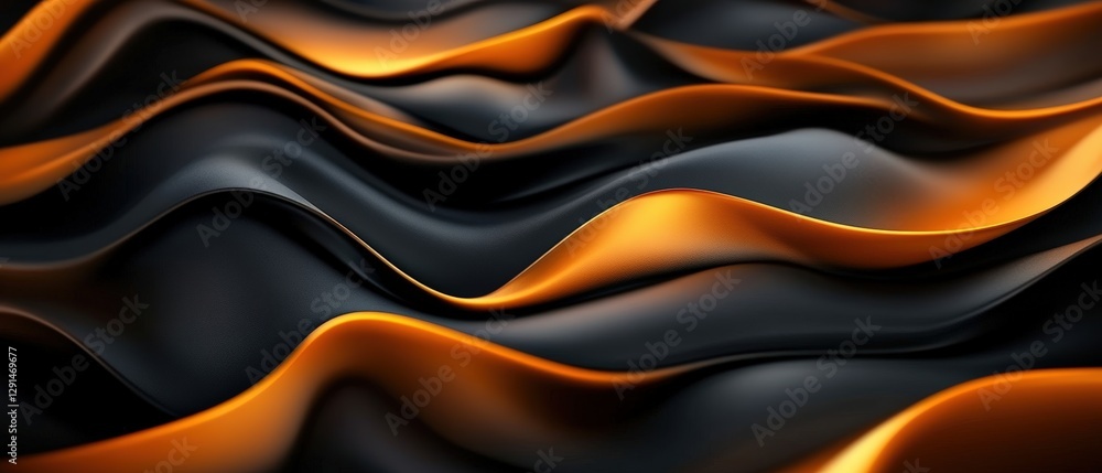 Poster black and orange wavy background with abstract design for creative projects and visuals