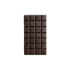 Fototapeta premium Top view of dark chocolate bar isolated on transparent background. Ideal for illustration of sweets, desserts and gourmet food, png