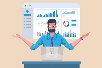  Data specialist IT analysing data using laptop