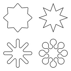 Starburst icon set. Simple flat style vintage labels, stickers. Special Offer Sale Tag, Discount Offer Prince Label.