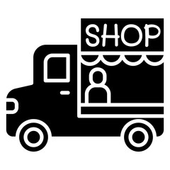 Food truck icon in glyph style