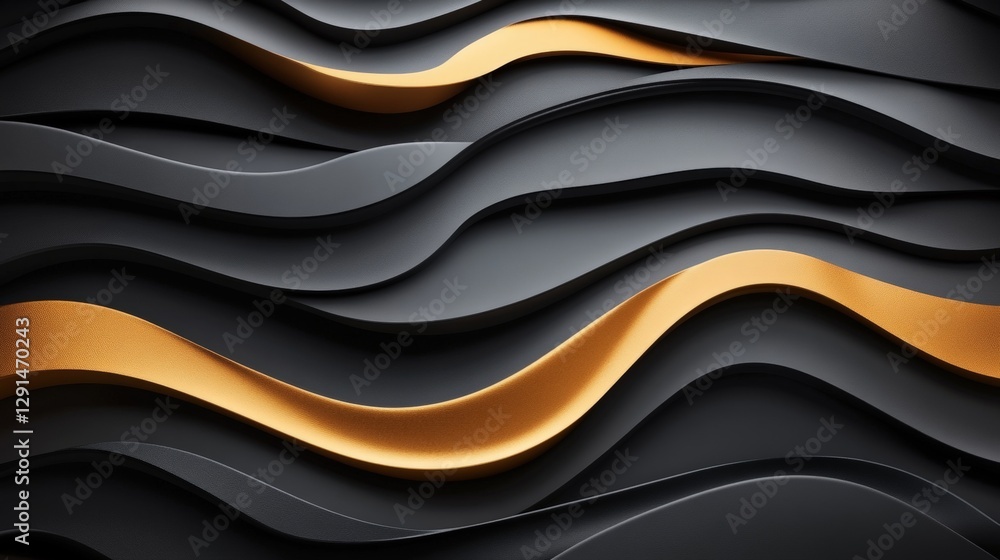 Poster abstract black and gold wave background with smooth flowing lines and subtle textures for design pro