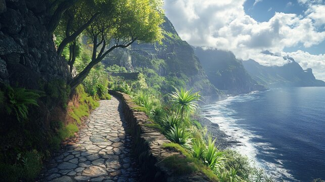Coastal Footpath in Madeira, Portugal - Detailed View