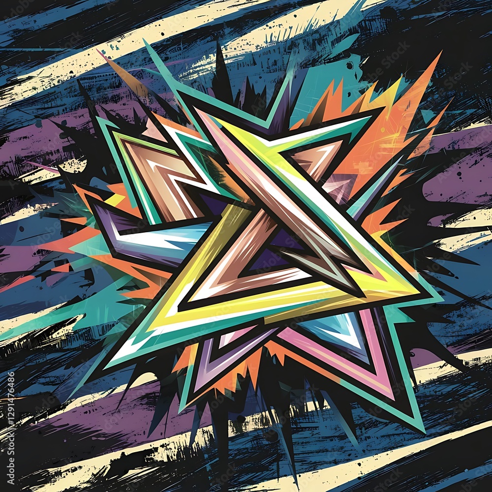 Poster abstract geometric dynamic colorful shape with shadow line and grunge texture background vector illu