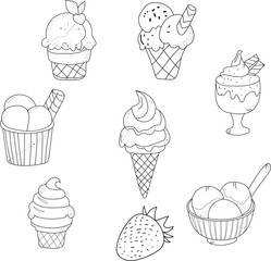 hand drawn set of ice cream