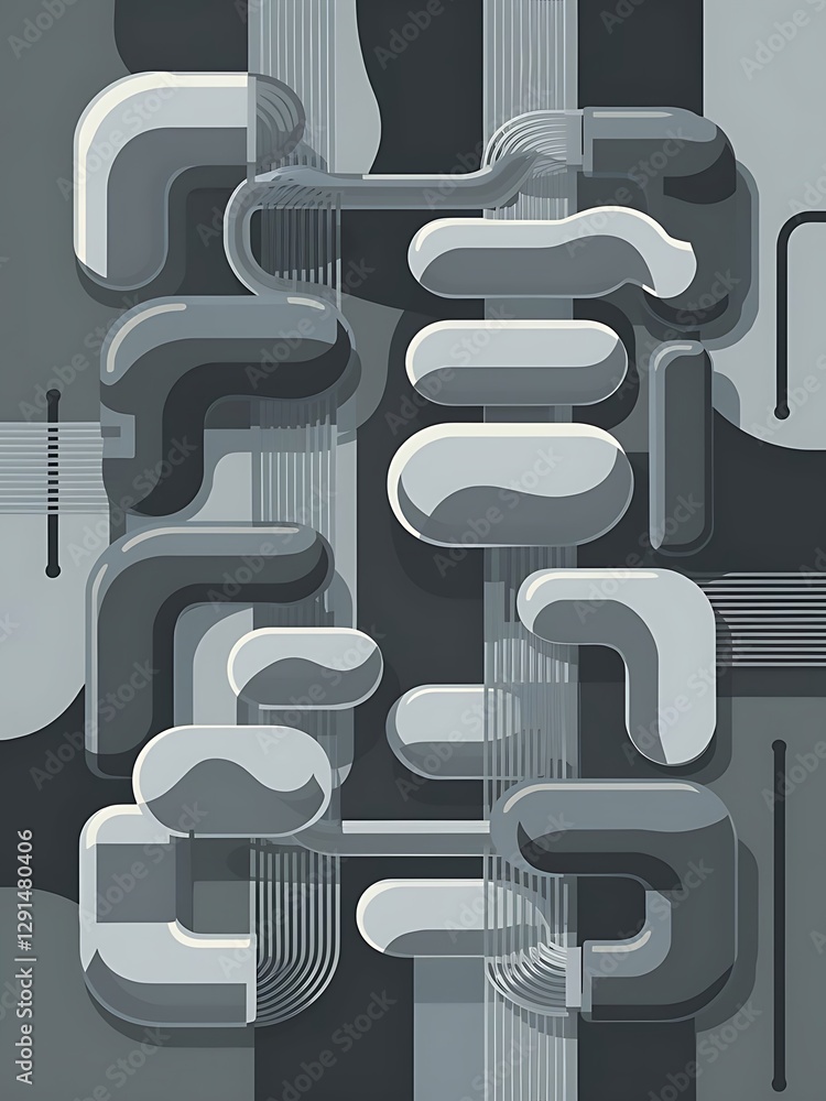 Poster abstract background round shapes lines compositions on grey backdrop vector illustration for wallpap