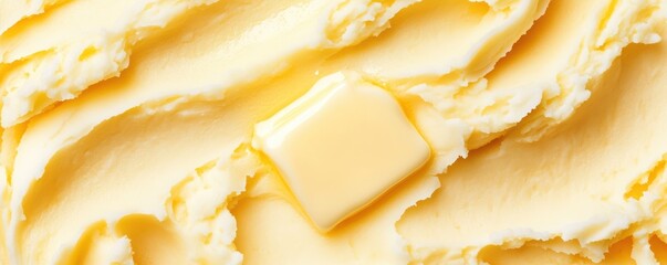 Creamy Butter Texture with Butter Square on Smooth Surface