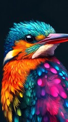 Stunning kingfisher bird with vibrant feathers mid-flight in nature