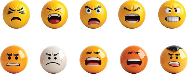 Fototapeta premium A professionally designed set of 3D-rendered cartoon emoji illustrations, showcasing a wide range of emotions 