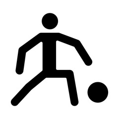 Playing football icon in glyph style