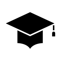 Graduation hat, mortarboard icon in glyph style