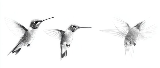 Obraz premium Hummingbird in flight showcasing intricate details against a soft background